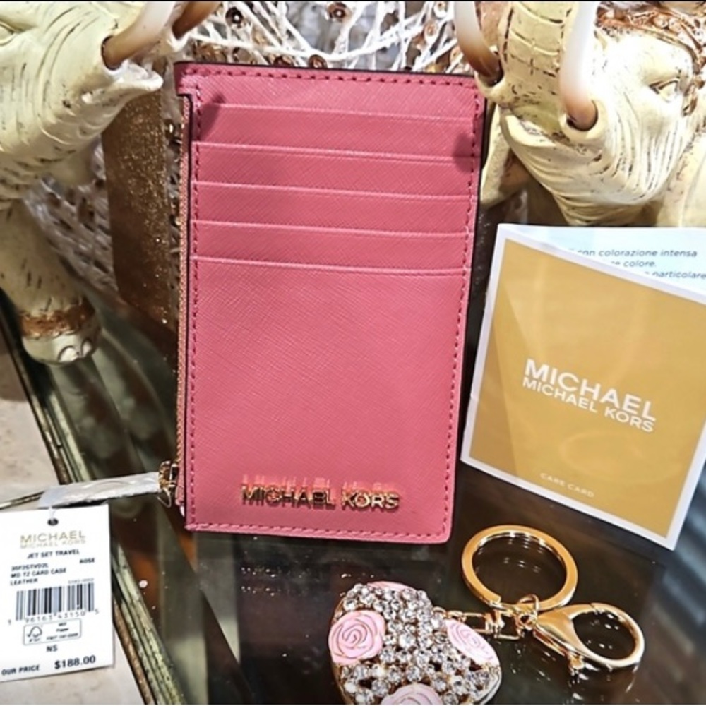 MICHAEL Michael KORS NWT! Card Wallet w/ Coin Zip pocket in Beautiful Rose